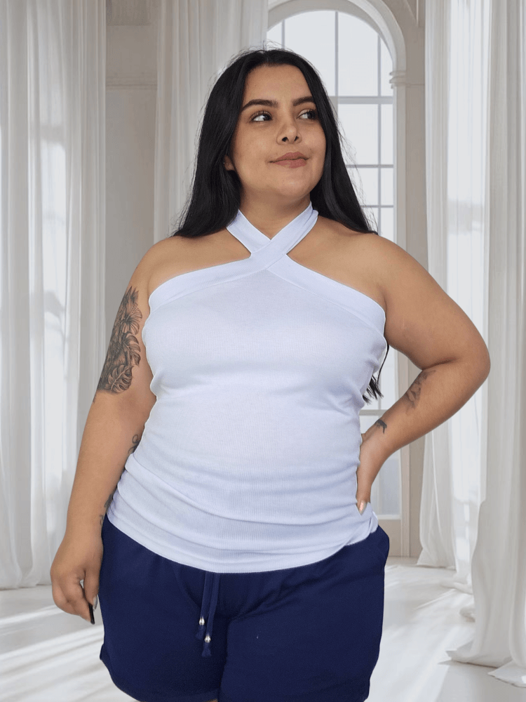 4 Top Aro Blanco en RIB - Tallas XL a la 3XL - Imagen 1