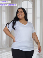 Básica cuello V en algodón licrado – Tallas M a la 5XL – ref. Malibú - Imagen 5