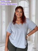 Básica cuello V en algodón licrado – Tallas M a la 5XL – ref. Malibú - Imagen 6