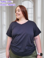 Básica cuello V en algodón licrado – Tallas M a la 5XL – ref. Malibú - Imagen 10