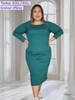 Vestido manga larga en RIB - Tallas S a la 5XL - Imagen 3
